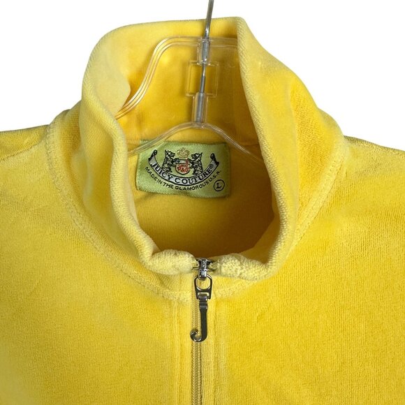 VTG Y2K Juicy Couture Sweatshirt Jacket Women L Yellow Velour Full-Zip USA Made - Picture 4 of 9